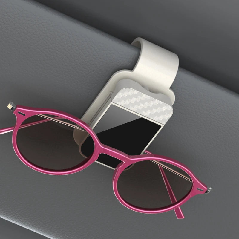 Car Sun Visor Sunglasses Clip — Adjustable Glasses & Card Holder