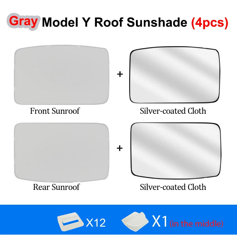 Privacy Sun Shades for Tesla Model Y 2021-2024 and Juniper 2025, Windshield, Rear and Side Window Shades, Single Pieces to 8-Piece Set