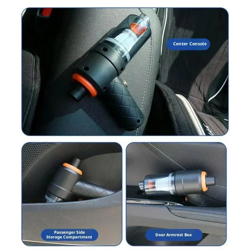 Portable Cordless Car Vacuum, 2 in 1 Suction and Blower, USB-C Rechargeable, Washable Filter, with Brush and Nozzle Attachments