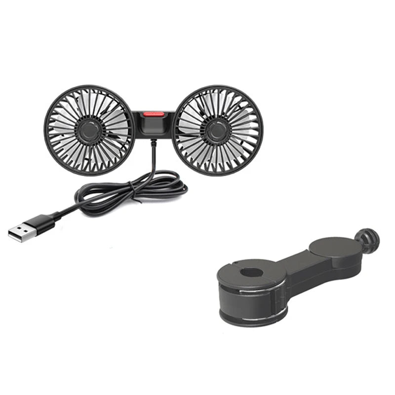 Rear Seat Car Fan with Flexible Silicone Neck, 3 Speed USB Cooling Fan for Back Seat Passengers, 1 or 2 Fan Heads