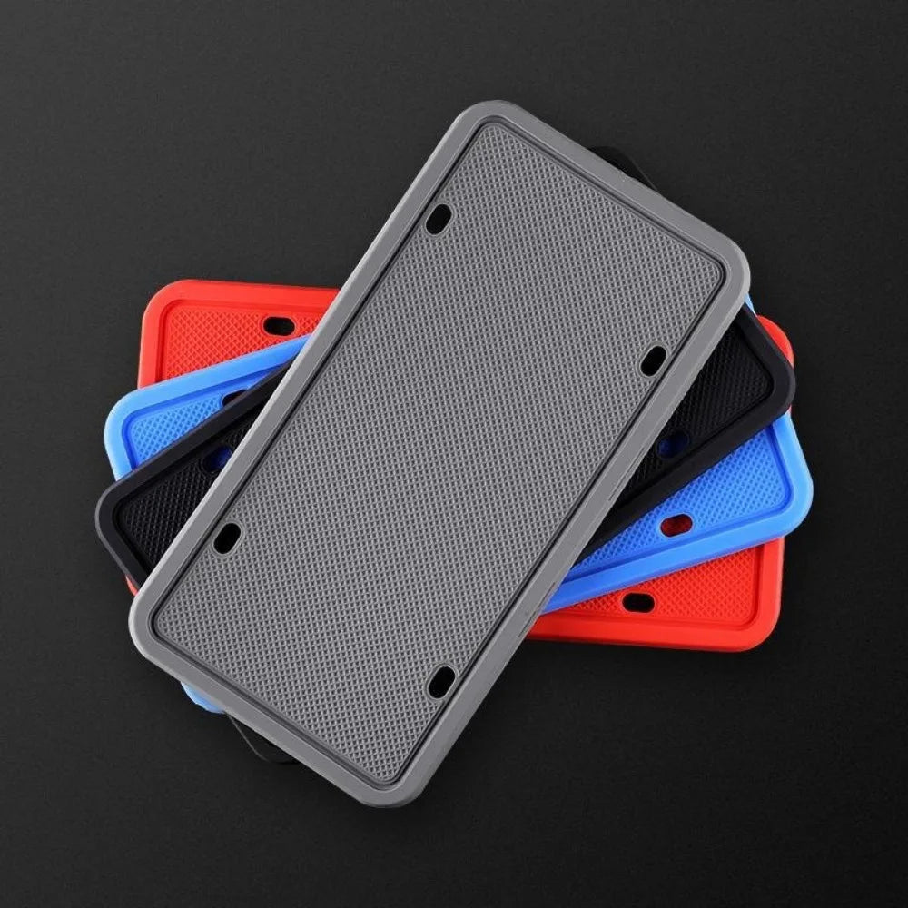 Gray silicone license plate frame