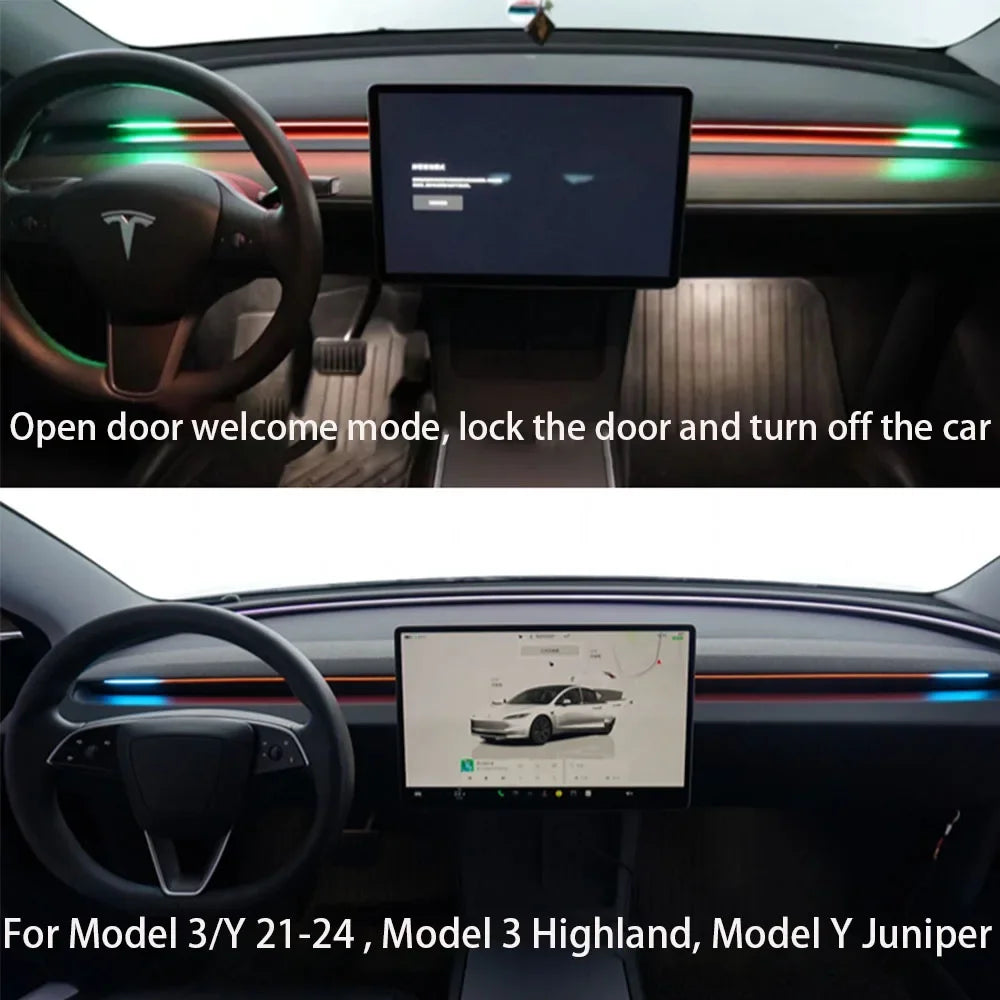 Dashboard Air Vent Ambient Light with Blind-Spot Indicator for Tesla Model 3 and Model Y, Highland, Juniper and Earlier Versions, Welcome Light