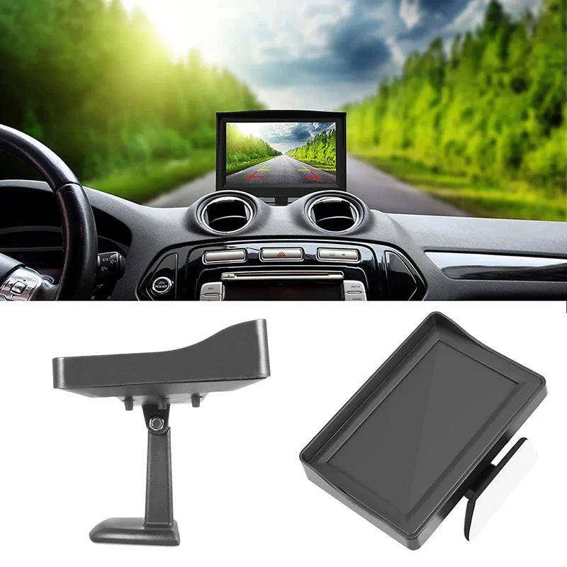 4.3 inch monitor with stand and bracket on a dashboard