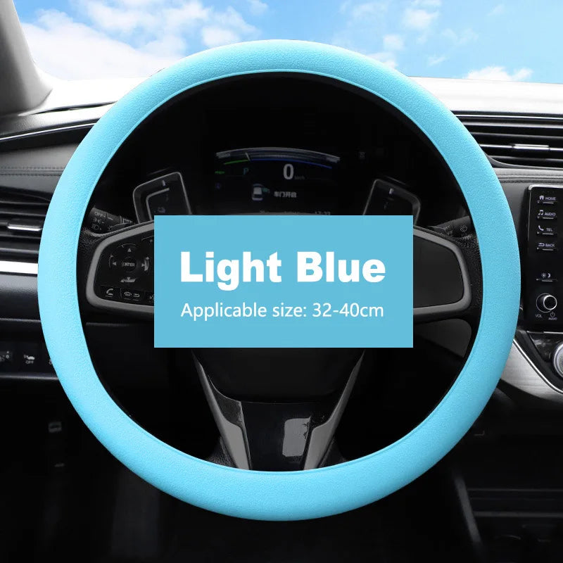 Light blue silicone steering wheel cover