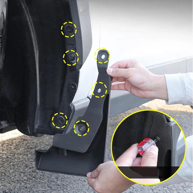 Black Plastic Mud Flaps for Toyota RAV4 and RAV4 Hybrid 2019-2023 (XA50), Splash Guards for the Wheel Arches
