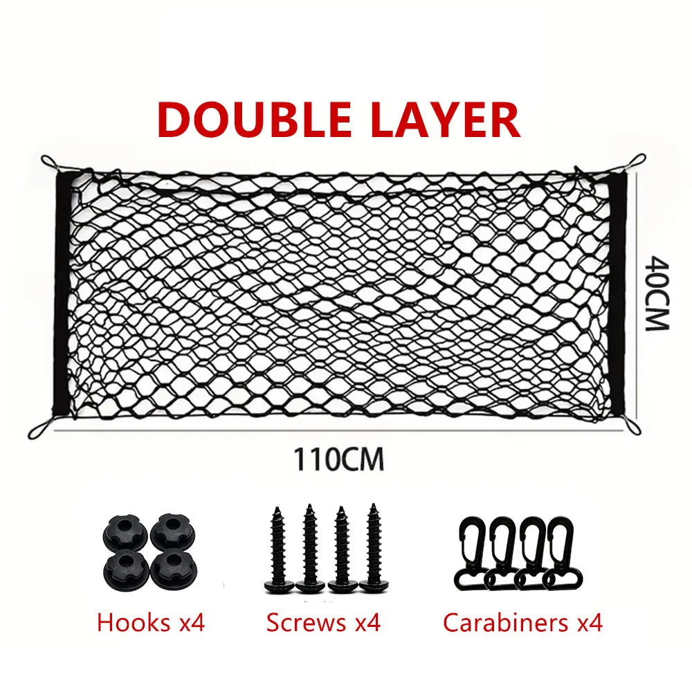 Trunk Cargo Net for Toyota RAV4 2019-2025, Single or Double Layer Elastic Nylon Mesh with Buckles for Trunk Anchor Points