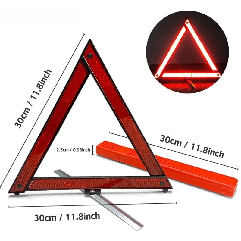Folding Reflective Warning Triangle, Emergency Roadside Safety Sign for Breakdowns, Folds Flat into Its Box