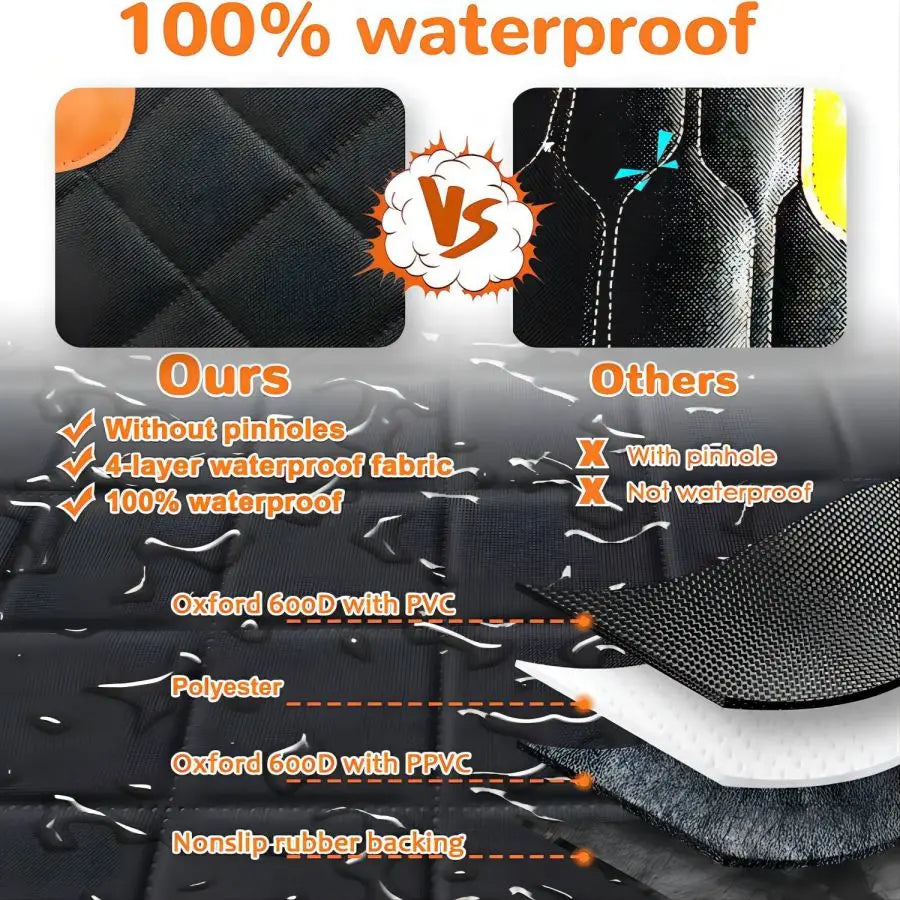 Waterproof Dog Hammock for Back Seat with Mesh Window and Zippered Side Flaps, Seat and Door Protector for Cars and SUVs