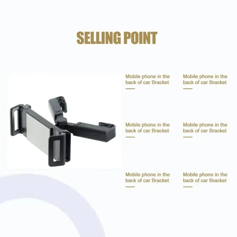 Headrest Tablet Mount with 360 Degree Rotation for Car Back Seat, Adjustable and Foldable Tablet Holder for Road Trips, Black