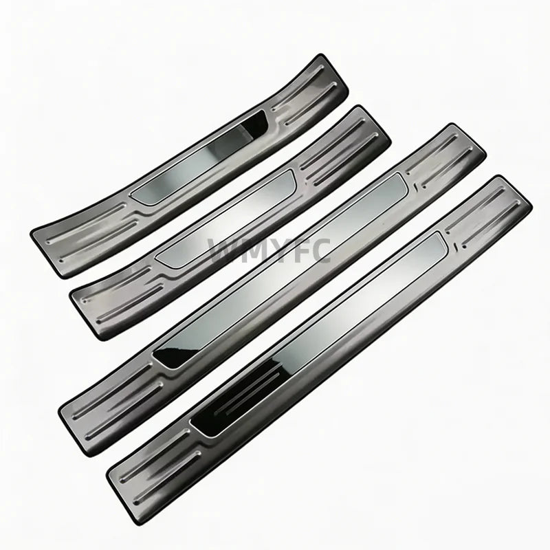 Door Sill Scuff Plates with Logo for Toyota RAV4 2019-2025, Self-Adhesive Stainless Steel Entry Guards, Designs A and B