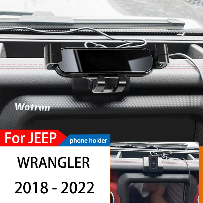 Gravity Phone Mount for Jeep Wrangler 2018-2022, Vehicle-Specific Base with Ball Head, Aluminum Alloy Holder Turns 360 Degrees, 3 Styles