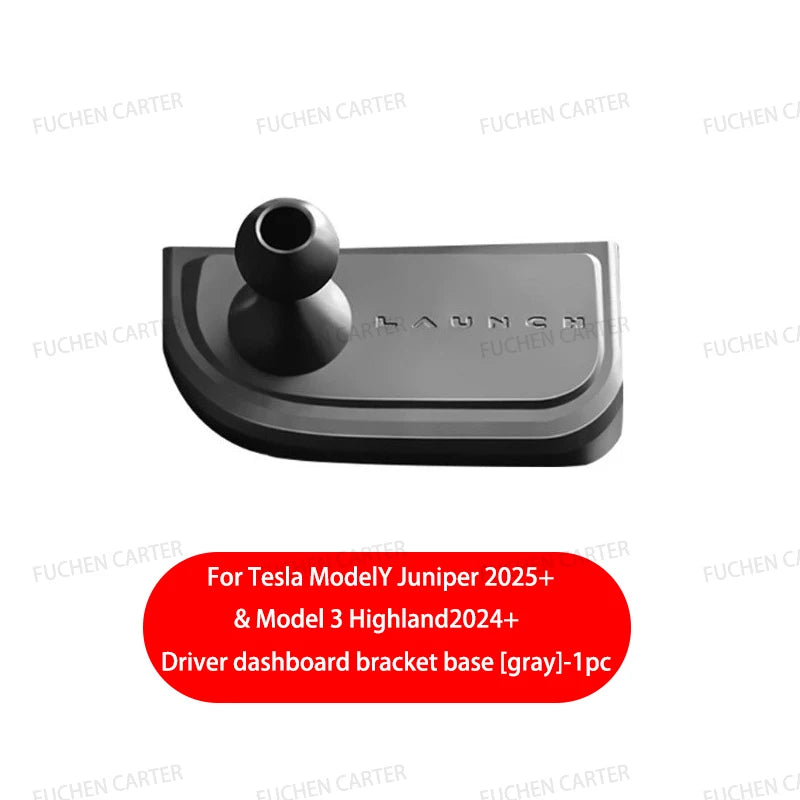 Round Magnetic Phone Mount for Tesla Model Y Juniper 2025 and Model 3 Highland 2024-2025, Snap-On ABS Holder, Rotates 360 Degrees