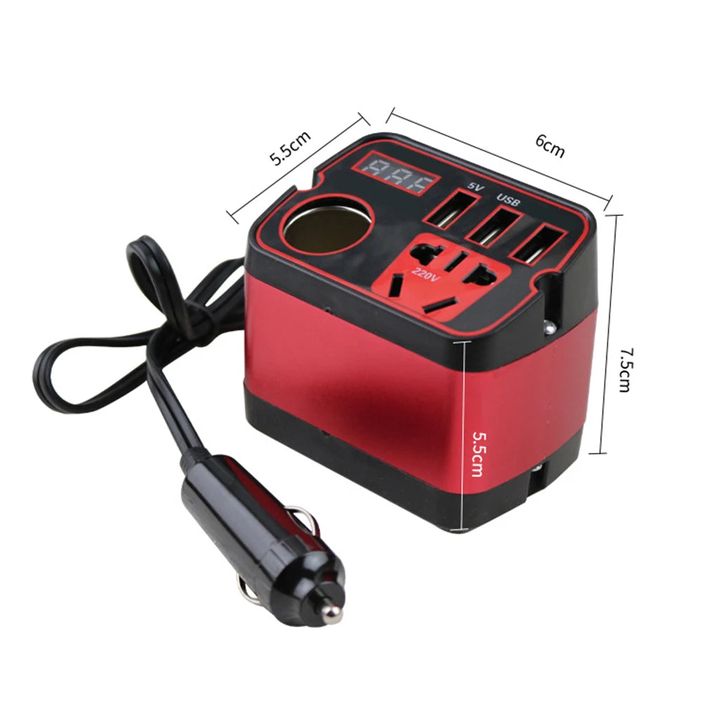 Mini Car Power Adapter, 12V to 110V Outlet with USB Fast Charging, Plugs into the Accessory Socket, for Phone and Laptop Chargers