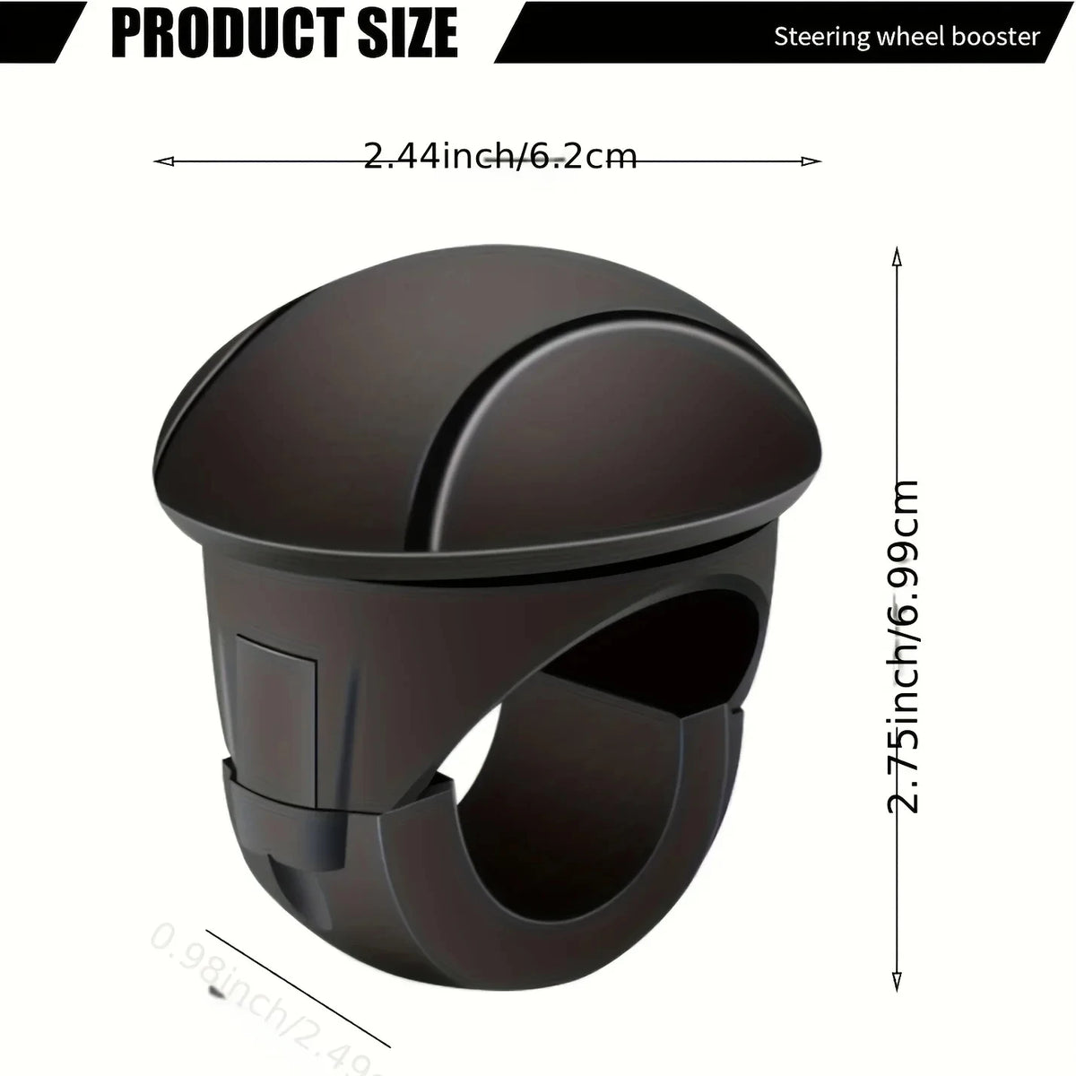 Black Silicone Steering Wheel Spinner Knob, 360 Degree Rotation with Built-In Metal Bearing, Non-Slip Grip for One-Hand Turning