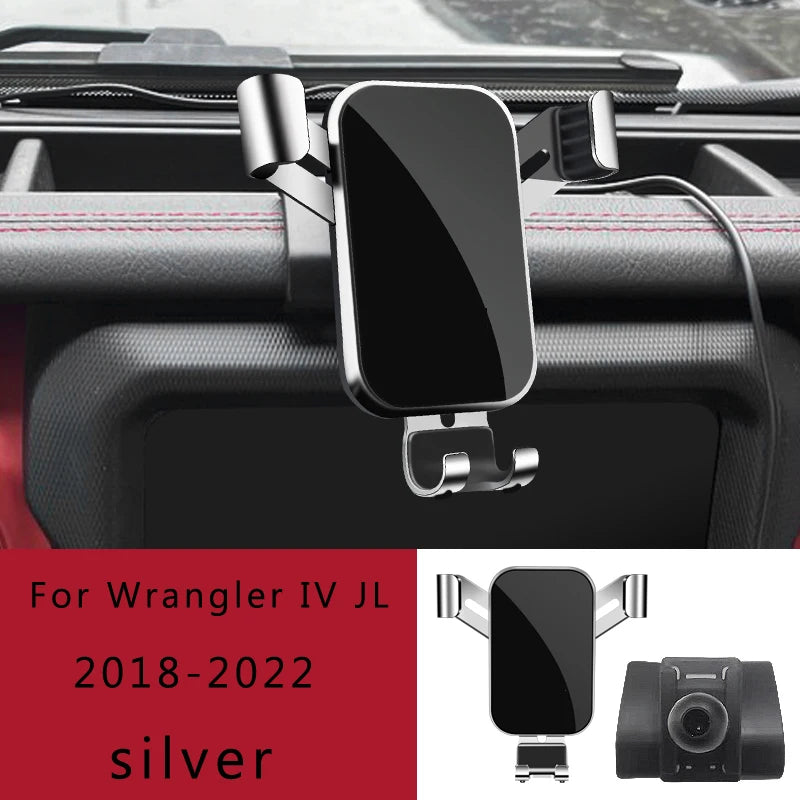 Air Vent Phone Mount for Jeep Wrangler JL, Aluminum Alloy Gravity Holder with Auto-Clamp Arms, Fits 4 to 7 Inch Phones, 3 Styles