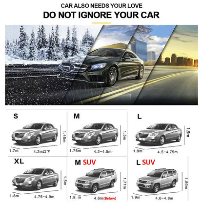 Full Car Cover for Sedans and SUVs, Silver Polyester Indoor and Outdoor Cover for Sun, Rain, Snow and Dust with Elastic Hem, 5 Sizes