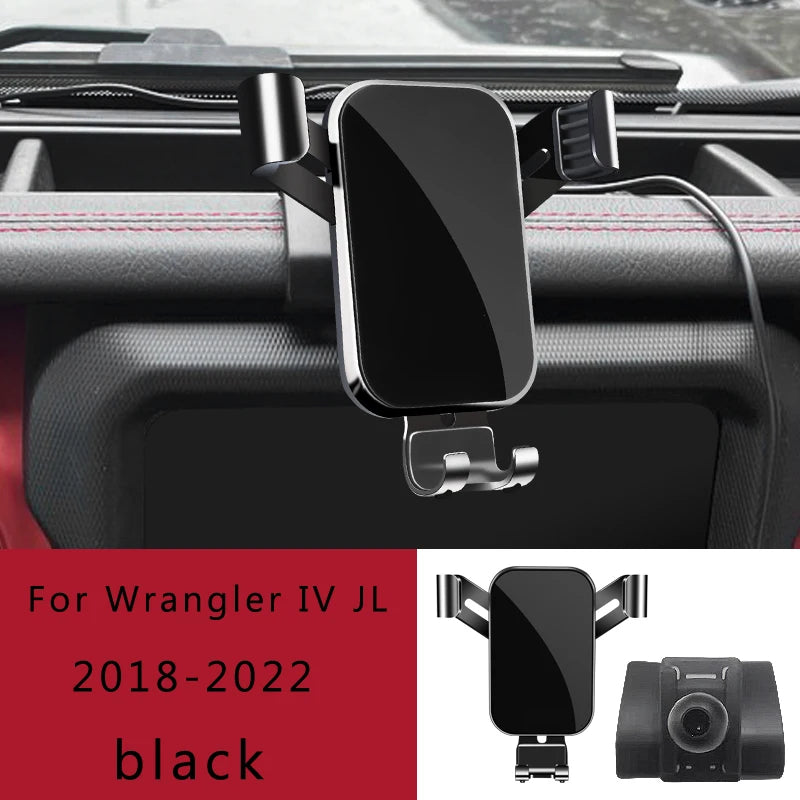 Air Vent Phone Mount for Jeep Wrangler JL, Aluminum Alloy Gravity Holder with Auto-Clamp Arms, Fits 4 to 7 Inch Phones, 3 Styles
