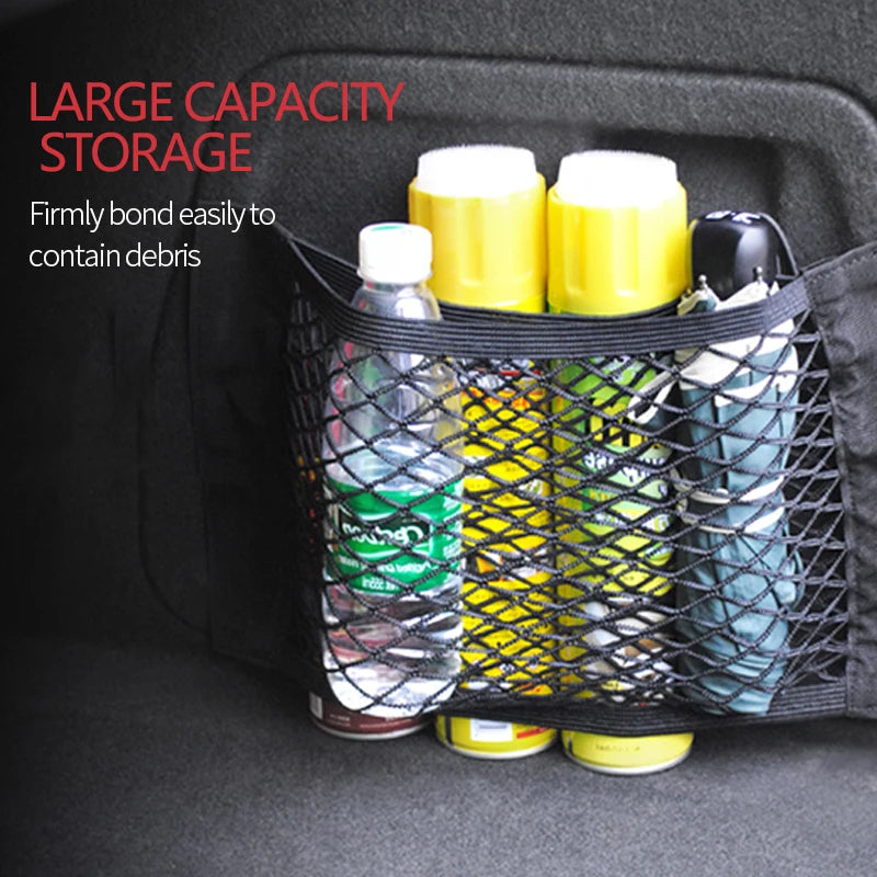 Large capacity mesh pocket holding bottles