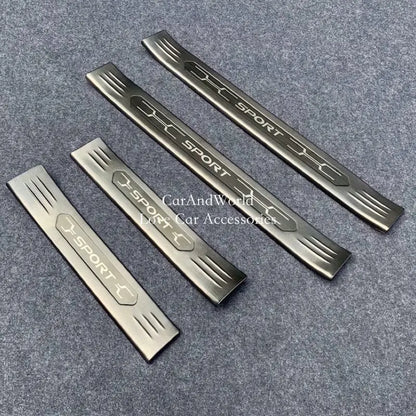 Stainless Steel Door Sill Protectors for Toyota RAV4 2019-2025, Set of 4 Stick-On Plates in Silver, Black or Carbon Fiber Pattern