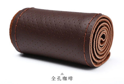 Steering Wheel Cover for Honda Civic, DIY Hand-Sew Leather Kit for 13.8-14.2 in (35-36 cm) Wheels, Smooth or Perforated