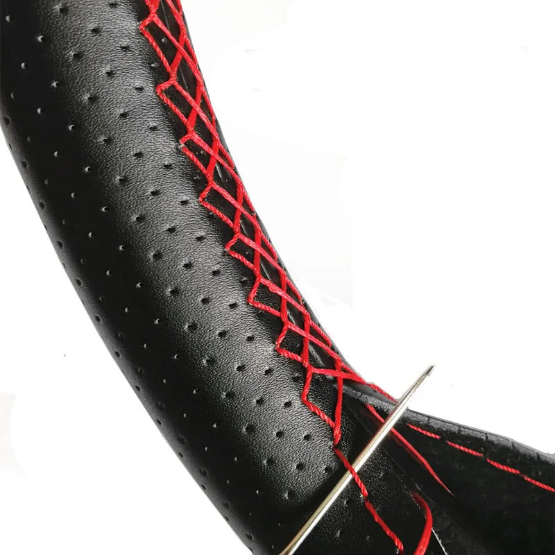 Steering Wheel Cover for Honda Civic, DIY Hand-Sew Leather Kit for 13.8-14.2 in (35-36 cm) Wheels, Smooth or Perforated