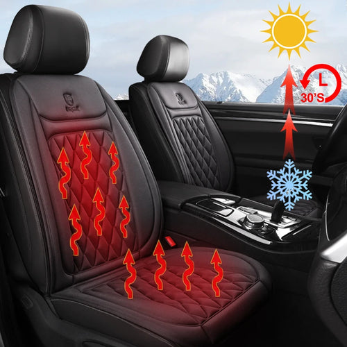 12V-24V Heated Car Seat Cover, 25W Seat Warmer Cushion with 3 Heat Levels and Auto-Off Timer, Flannel or Cloth, 1 or 2 Pack