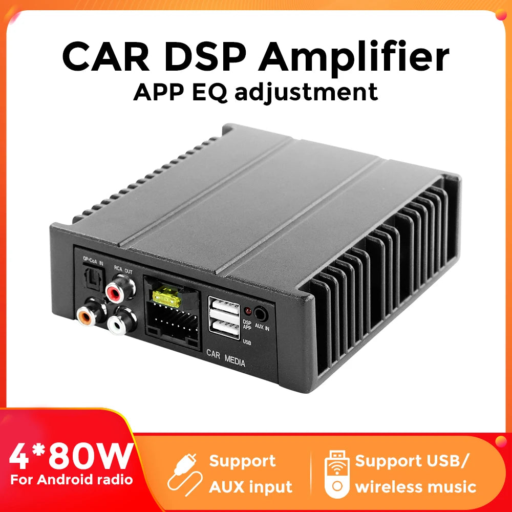 4 x 80W car DSP amplifier with app EQ adjustment