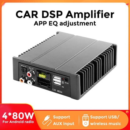 4 x 80W car DSP amplifier with app EQ adjustment