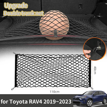 Cargo Net for Toyota RAV4 2019-2023 (XA50), 27.6 x 27.6 in Elastic Nylon Trunk Net with 4 Hooks, Single or Double Layer