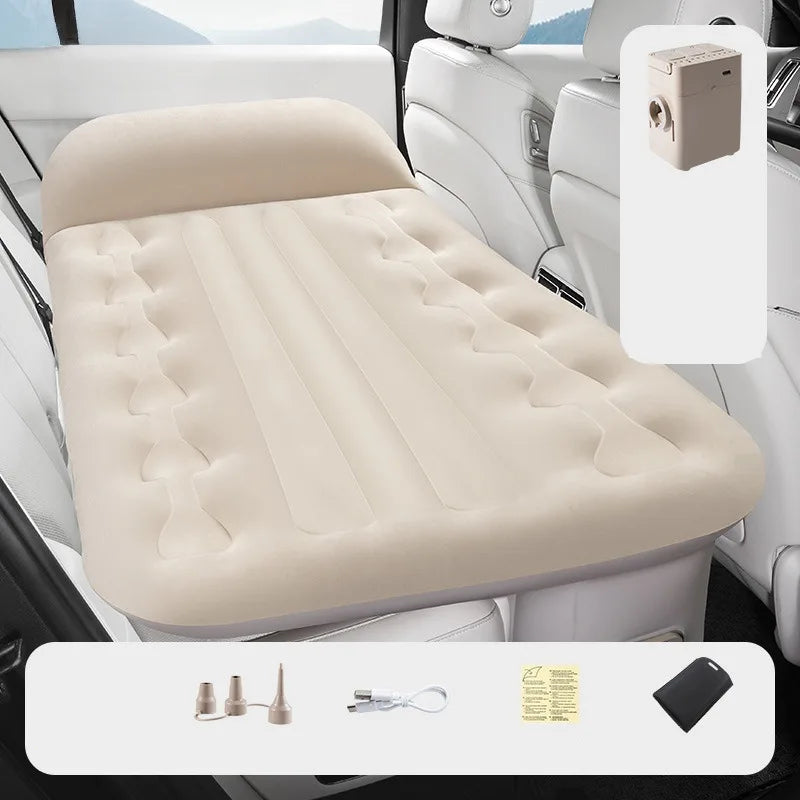 Beige flannel air mattress with accessories