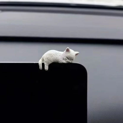 Sleeping Cat Dashboard Ornament, Cute Kitten Figurine for the Car Console, Screen Top or Desk, 4 Styles
