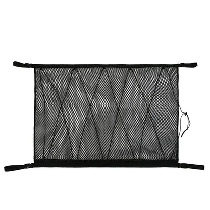 Car Ceiling Cargo Net Storage Bag for SUVs and Cars, Double Layer Mesh Organizer with Zipper and 4 Buckles, 31 x 22 Inch