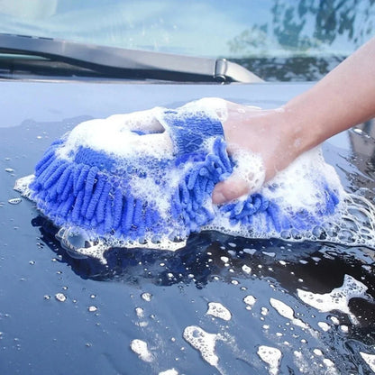 Chenille Microfiber Car Wash Sponge with Hand Strap, Soft Wash Pad for Paint, Wheels and Windows, 1 or 2 Pack, Blue