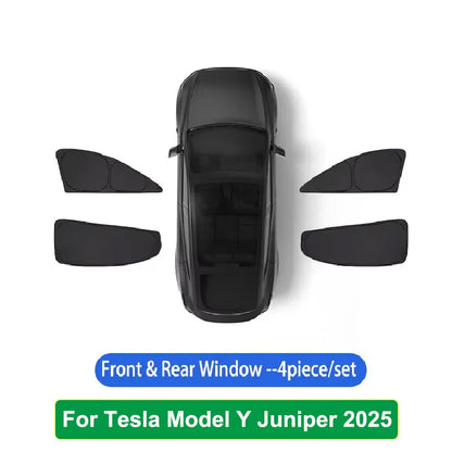 Sun Shades for Tesla Model Y Juniper 2025-2026, Windshield, Side Window and Sunroof Shades or 6, 7 and 8-Piece Privacy Sets