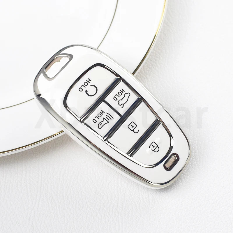 Key Fob Cover for Hyundai 5-Button Keys, Soft TPU Case with Embossed Button Icons for Tucson (NX4), Santa Fe and Nexo, Cover or Set