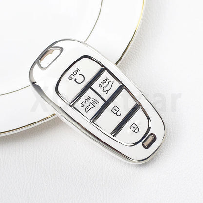 Key Fob Cover for Hyundai 5-Button Keys, Soft TPU Case with Embossed Button Icons for Tucson (NX4), Santa Fe and Nexo, Cover or Set
