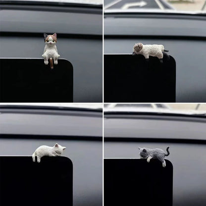 Sleeping Cat Dashboard Ornament, Cute Kitten Figurine for the Car Console, Screen Top or Desk, 4 Styles