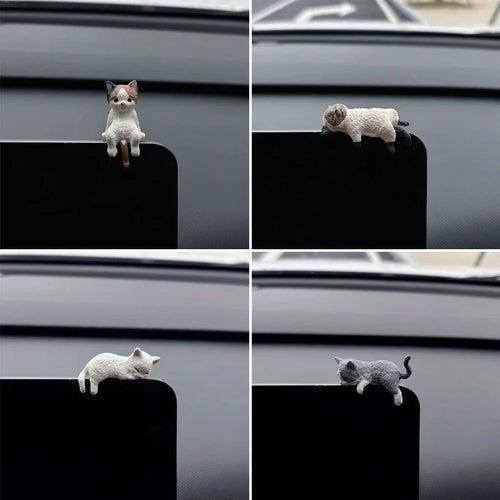 Sleeping Cat Dashboard Ornament, Cute Kitten Figurine for the Car Console, Screen Top or Desk, 4 Styles