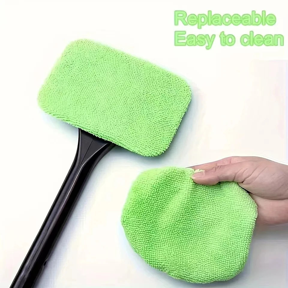 Car Windshield Cleaning Tool with Long Handle, Inside Window Cleaner with Washable Microfiber Pad, 4 Options