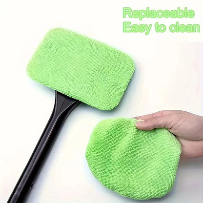 Car Windshield Cleaning Tool with Long Handle, Inside Window Cleaner with Washable Microfiber Pad, 4 Options