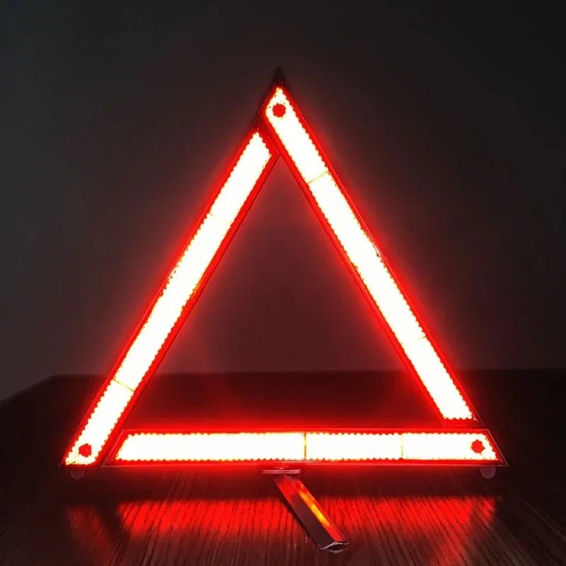 Folding Reflective Warning Triangle, Emergency Roadside Safety Sign for Breakdowns, Folds Flat into Its Box