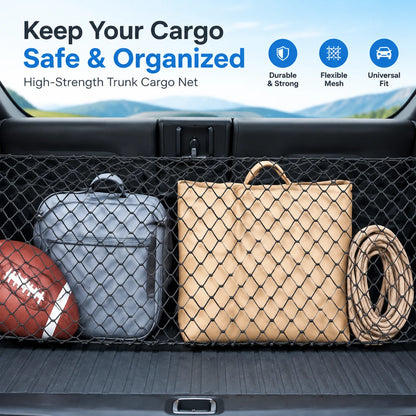 Trunk Cargo Net for Toyota RAV4 2019-2025, Single or Double Layer Elastic Nylon Mesh with Buckles for Trunk Anchor Points