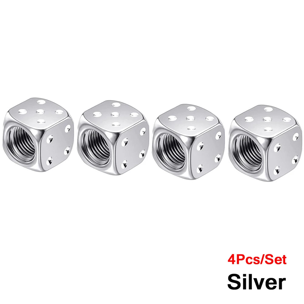 Dice Tire Valve Stem Caps, Dustproof Valve Covers for Cars, Trucks, Motorcycles and Bikes, 4 or 8 Pack, 11 Colors