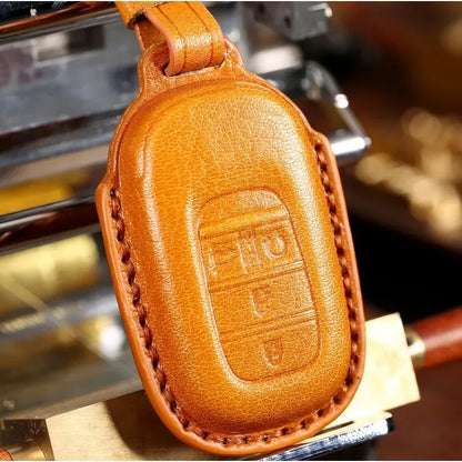 Key Fob Cover for Honda Civic 11th Gen Smart Keys, Stitched Leather Key Case with Buckle, 3 or 4-Button, 4 Colors