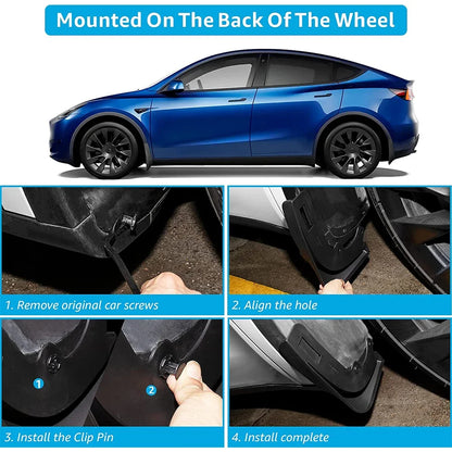 Matte Black ABS Mud Flaps for Tesla Model Y 2020-2024, Model Y Juniper and Model 3 Highland, Set of 4 with Screws, No Drilling
