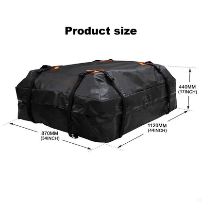 Waterproof Rooftop Cargo Bag, 425L Soft Roof Carrier for Cars and SUVs, 8 Buckle Straps, Foldable, Black