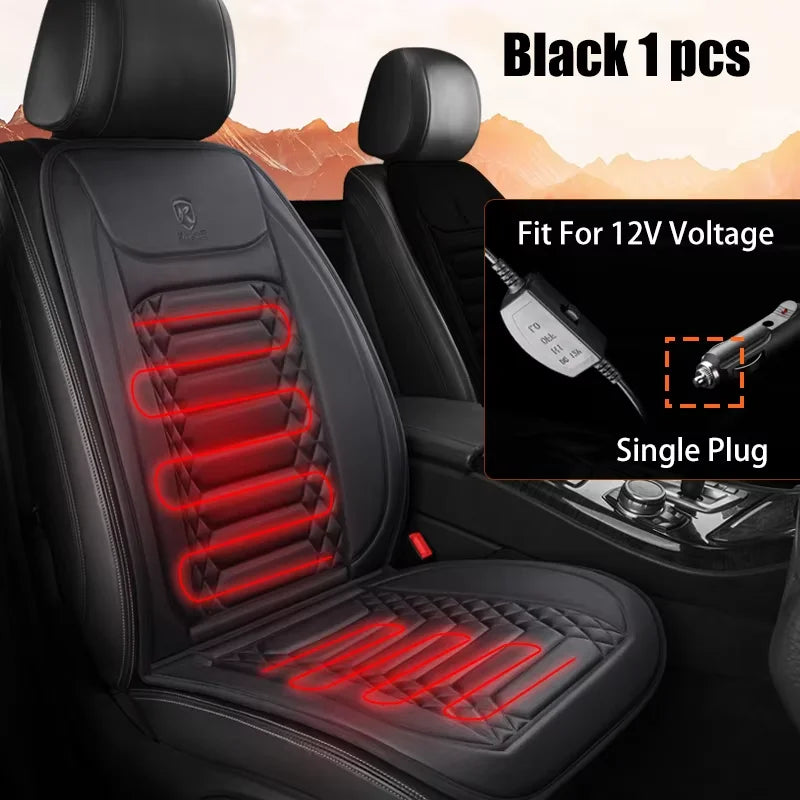 12V Heated Car Seat Cover with 50-Minute Auto-Off Timer, Universal Seat Warmer Cushion with Fast Warm-Up, 1 or 2 Pack