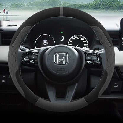 Steering Wheel Cover for Honda Civic, CR-V, Accord, Pilot and Passport, Two-Tone Suede, 15 in (37-38 cm), O or D Shape, 9 Colors