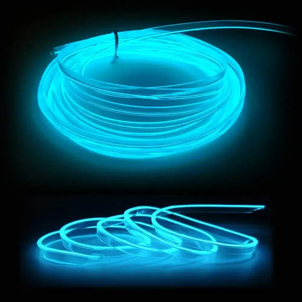 5 m (16.5 ft) EL Wire Car Interior Ambient Light, Flexible Neon Trim Strip with USB or 12V Socket Driver, 10 Colors