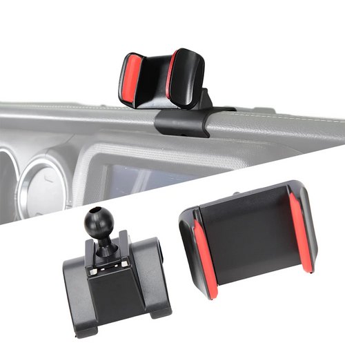 Dashboard Phone Mount for Jeep Wrangler 2018-2023 (JL), Lightweight ABS Holder, Screw-On Install Without Drilling, Red or Black